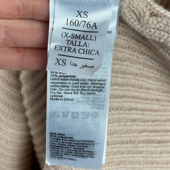 AllSaints Sura Tie Neck Wool Sweater Jumper Pink Size XS Shoulder Cutout Neutral - Picture 5 of 14